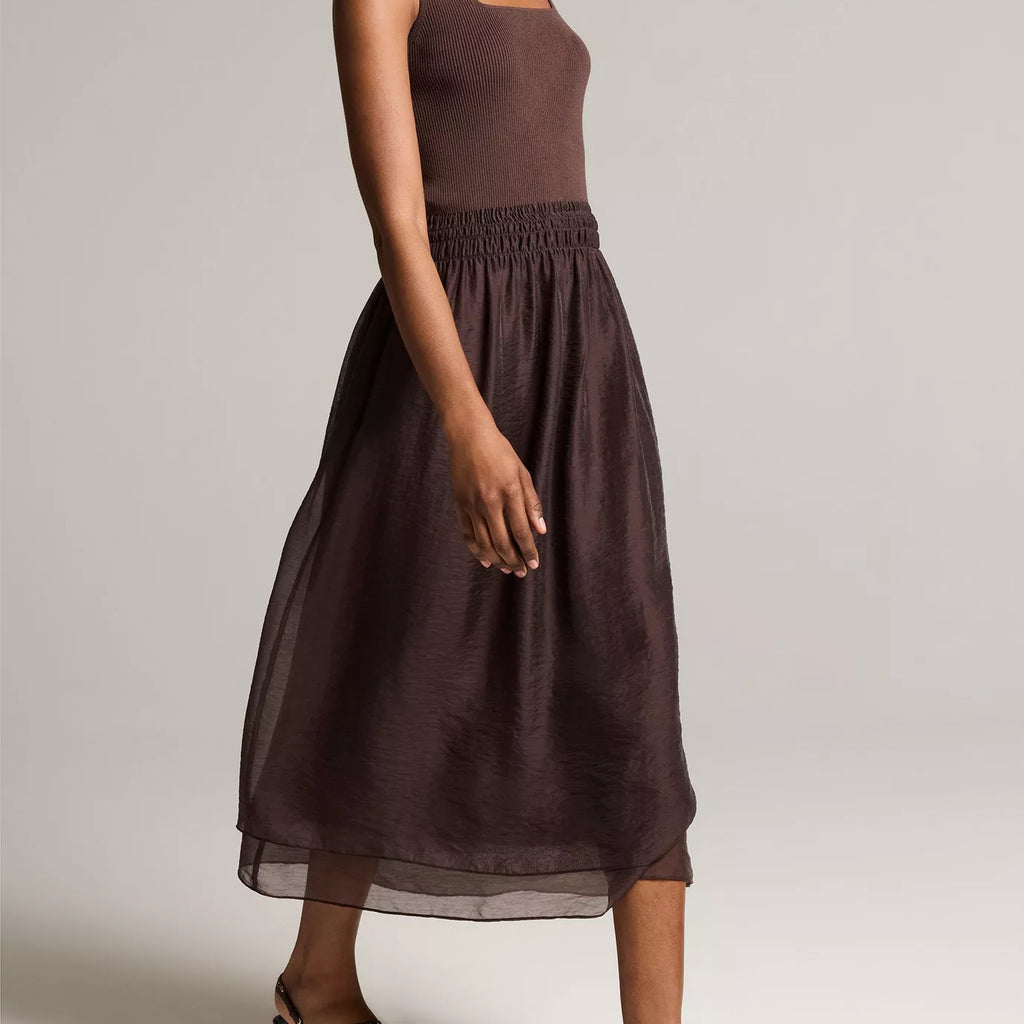 Vince Square-Neck Mixed-Media Dress