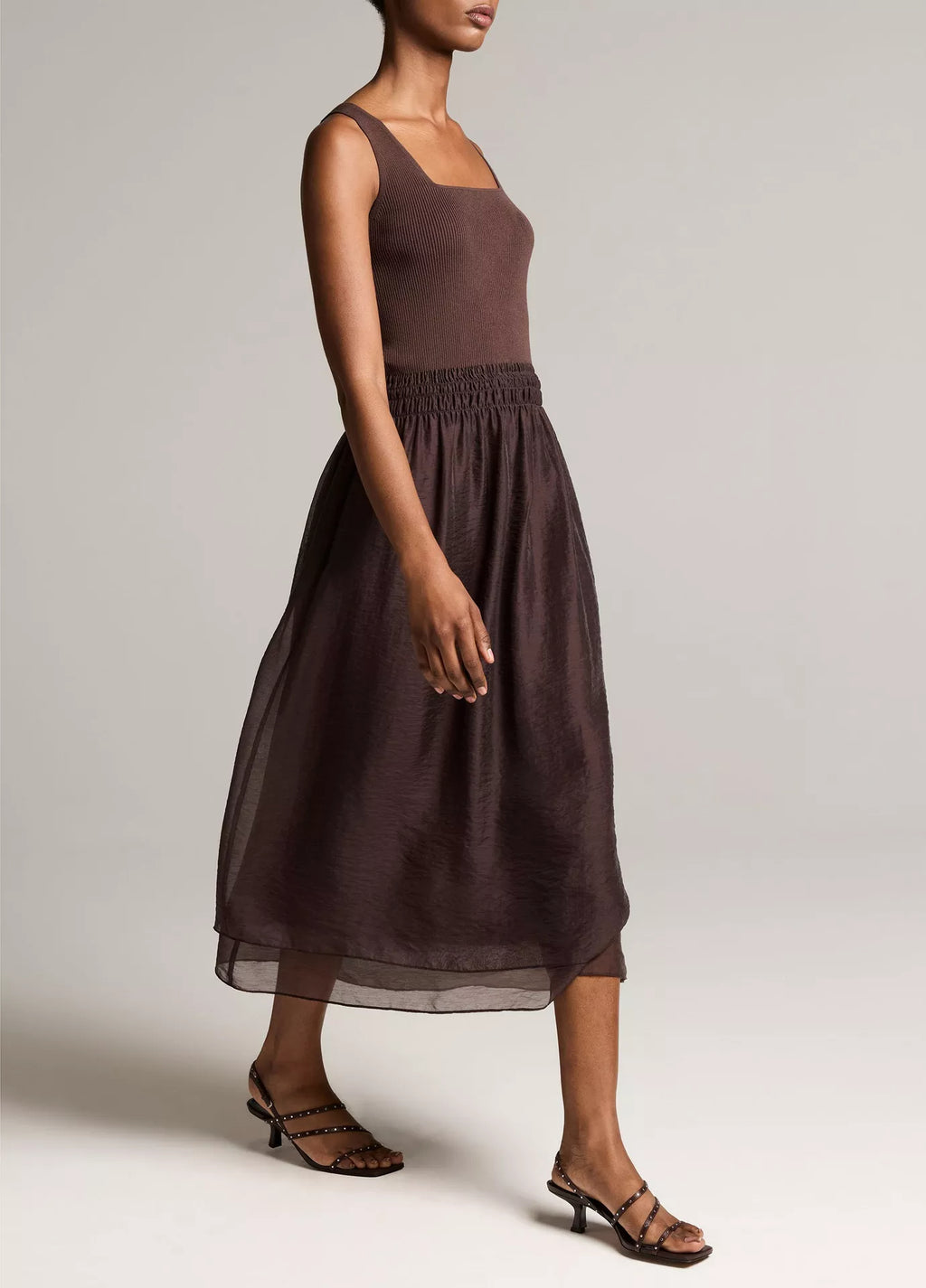 Vince Square-Neck Mixed-Media Dress