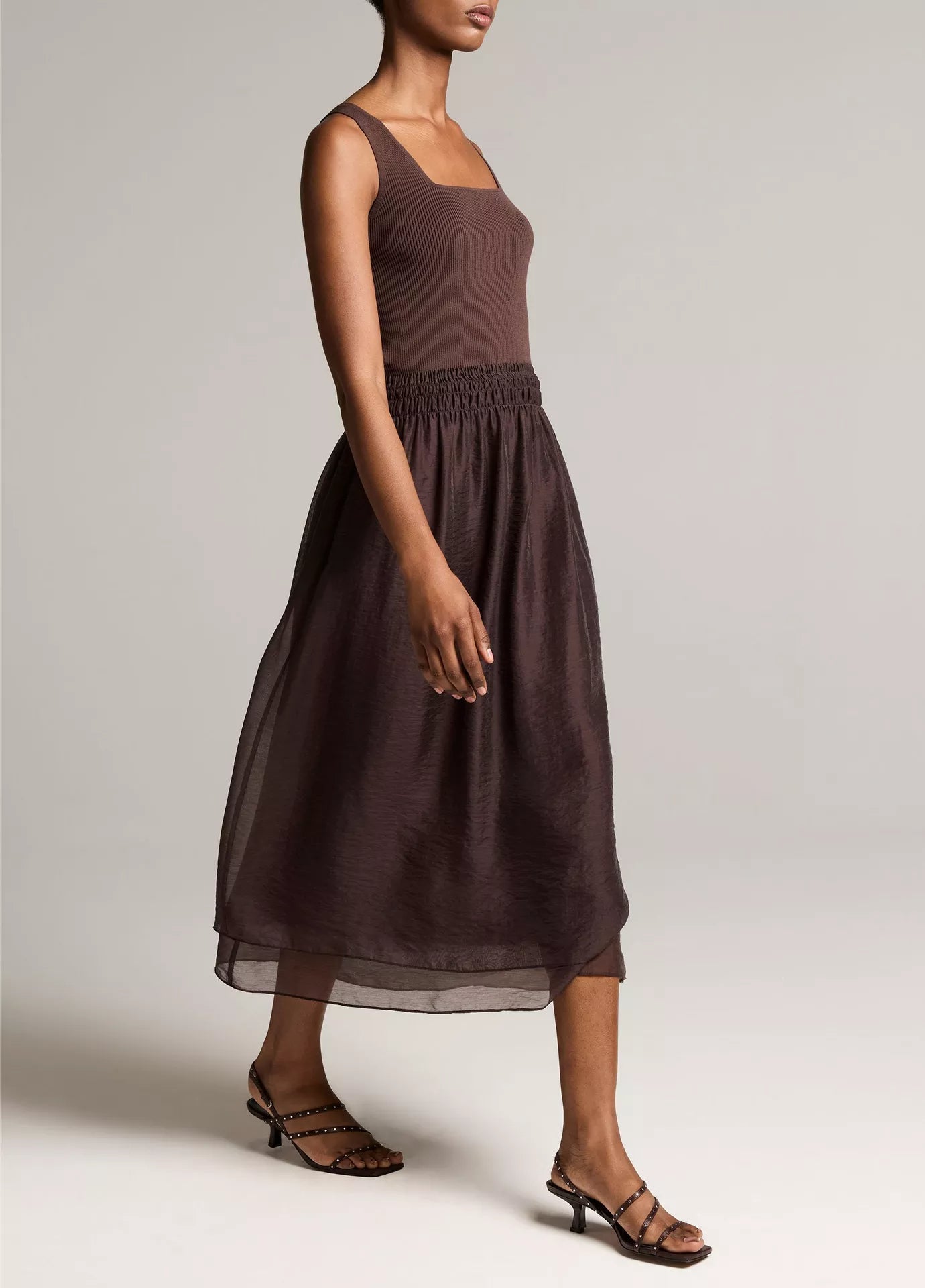 Vince Square-Neck Mixed-Media Dress