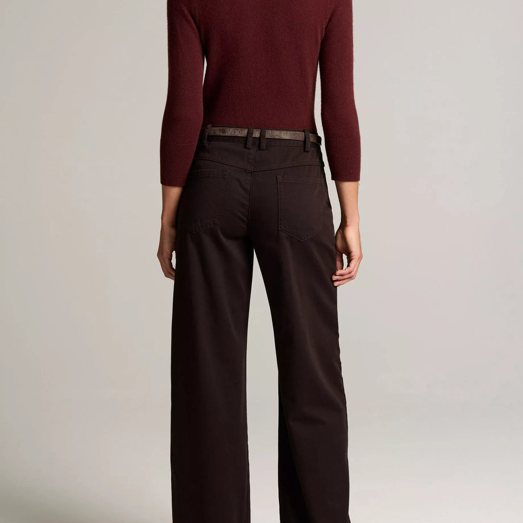 Vince Washed Cotton Twill Mid-Rise Wide-Leg Pant