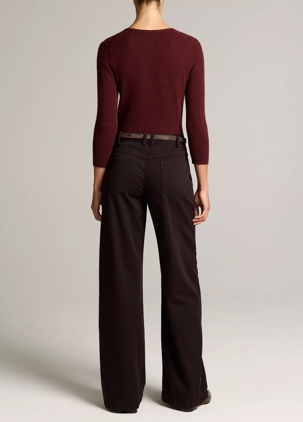Vince Washed Cotton Twill Mid-Rise Wide-Leg Pant