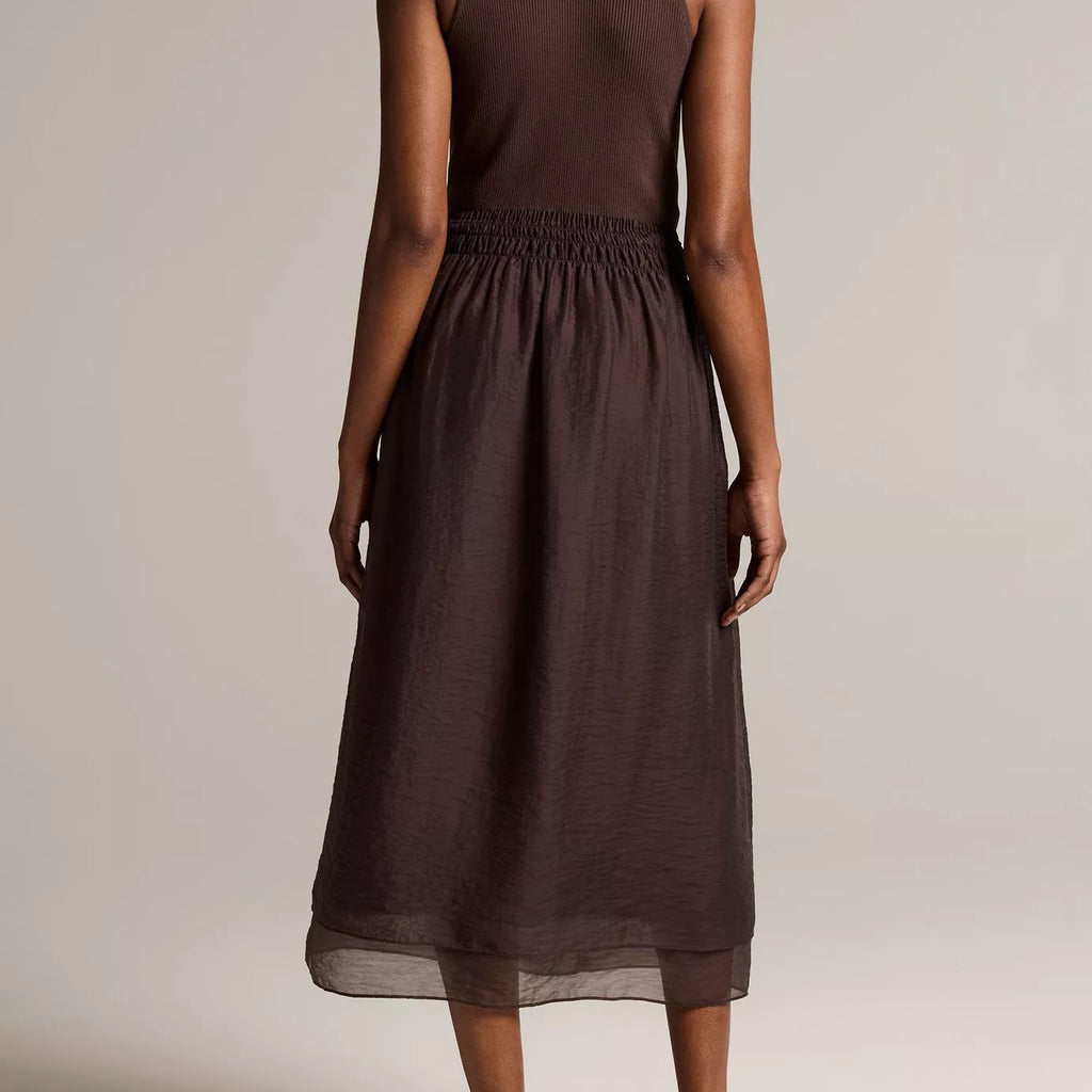 Vince Square-Neck Mixed-Media Dress