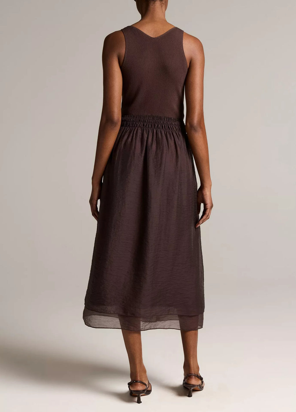 Vince Square-Neck Mixed-Media Dress