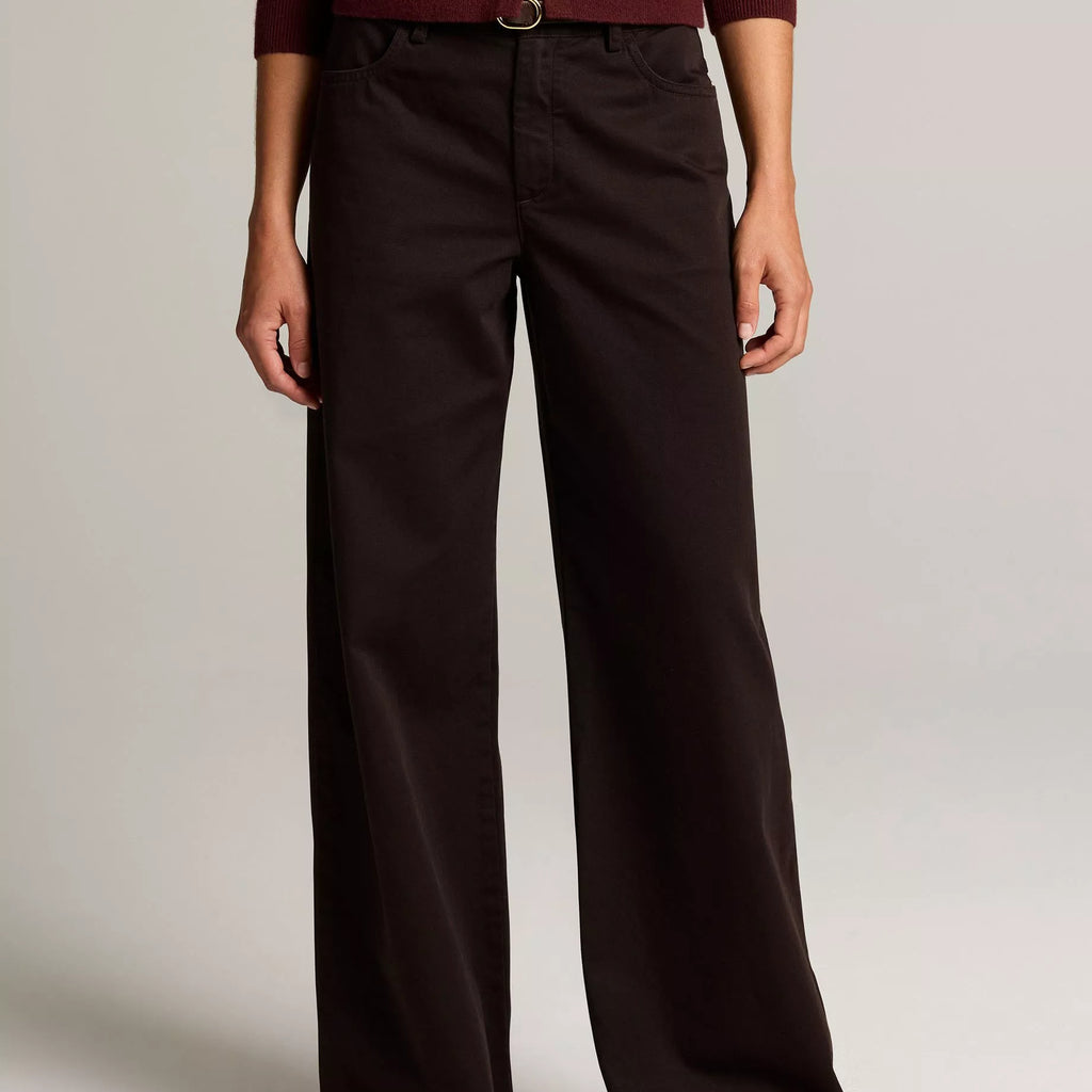 Vince Washed Cotton Twill Mid-Rise Wide-Leg Pant