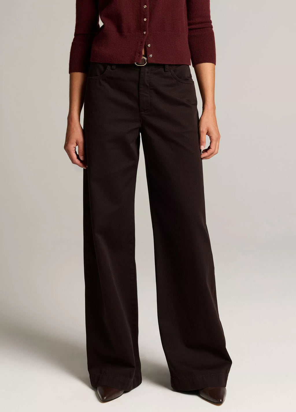 Vince Washed Cotton Twill Mid-Rise Wide-Leg Pant