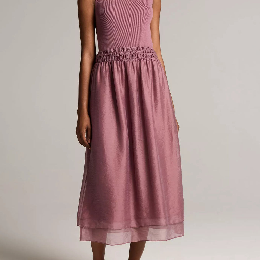 Vince Square-Neck Mixed-Media Dress