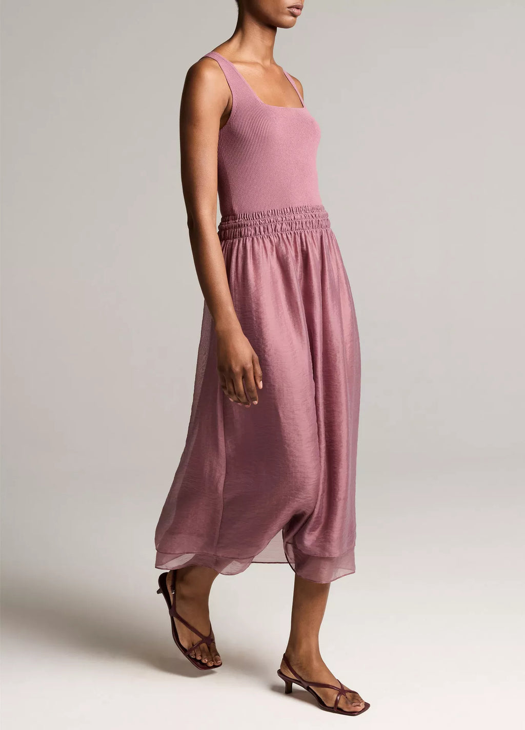 Vince Square-Neck Mixed-Media Dress