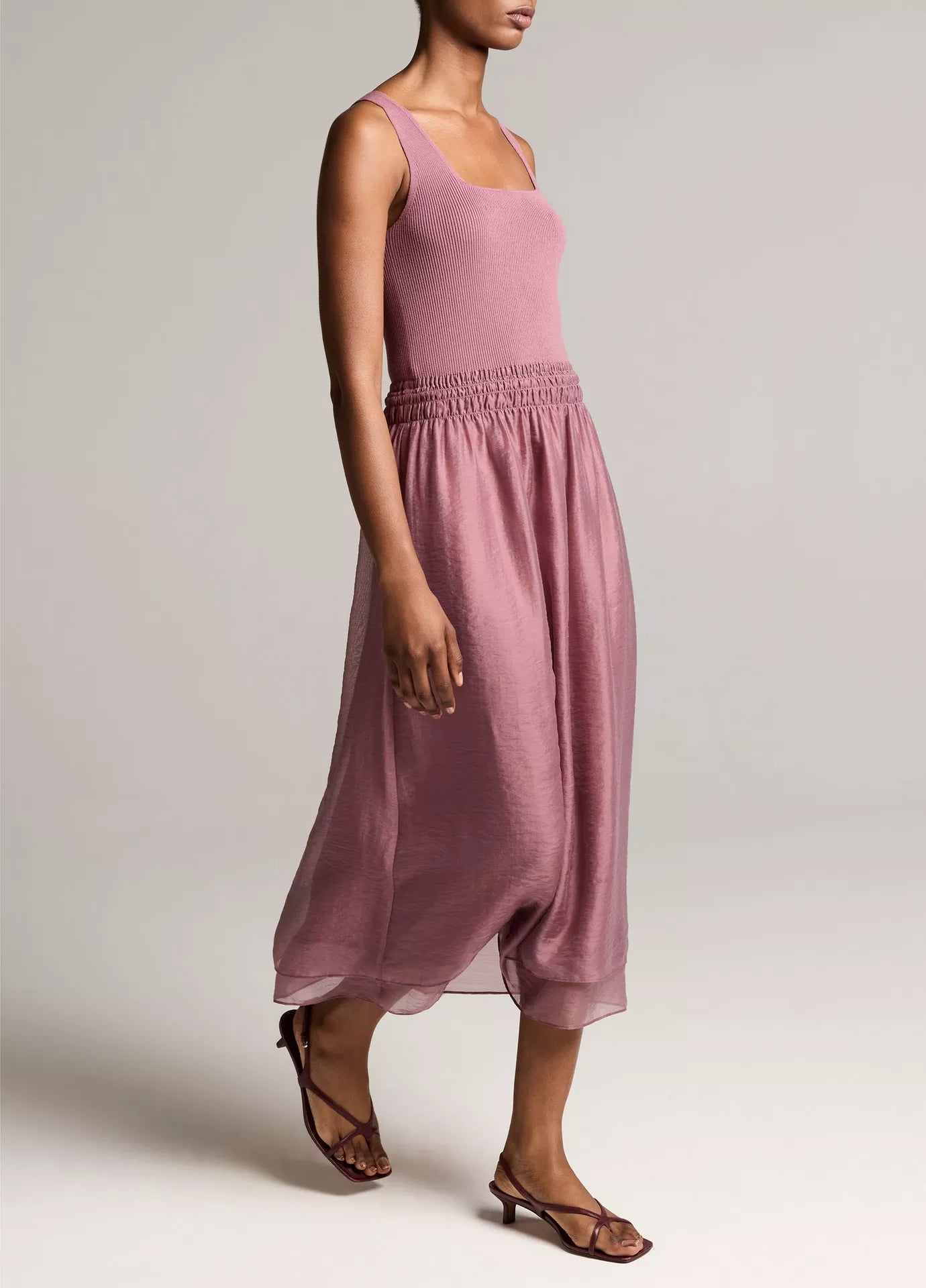 Vince Square-Neck Mixed-Media Dress