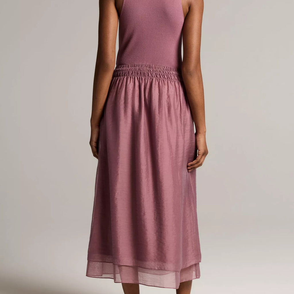 Vince Square-Neck Mixed-Media Dress