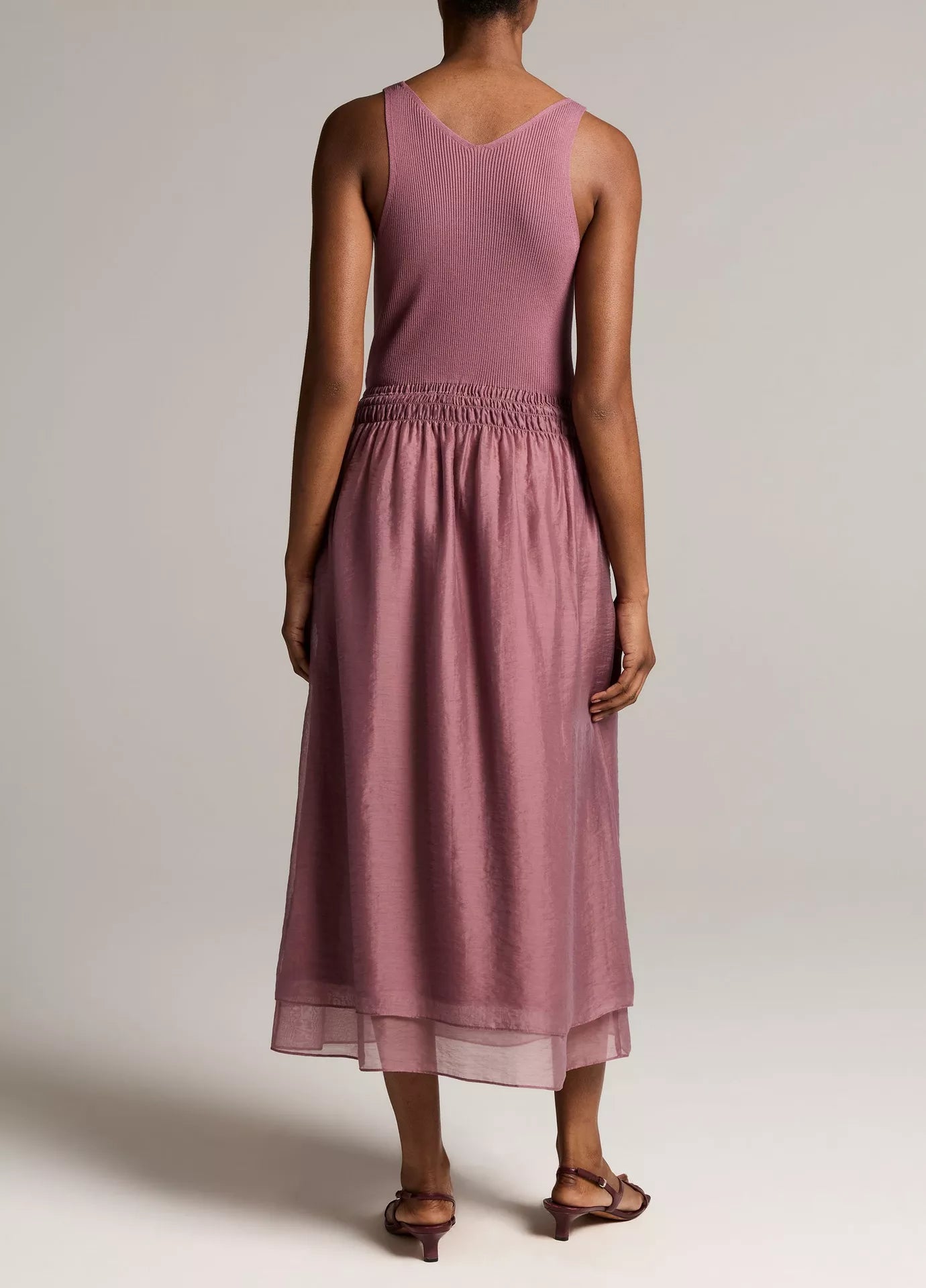 Vince Square-Neck Mixed-Media Dress