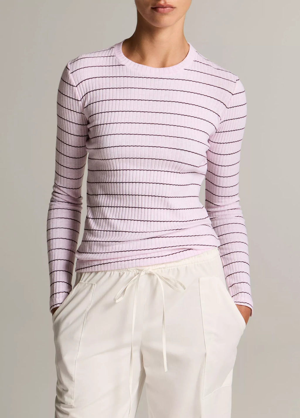 Vince Striped Ribbed Cotton Long-Sleeve T-Shirt