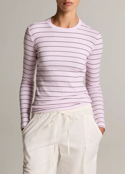 Vince Striped Ribbed Cotton Long-Sleeve T-Shirt