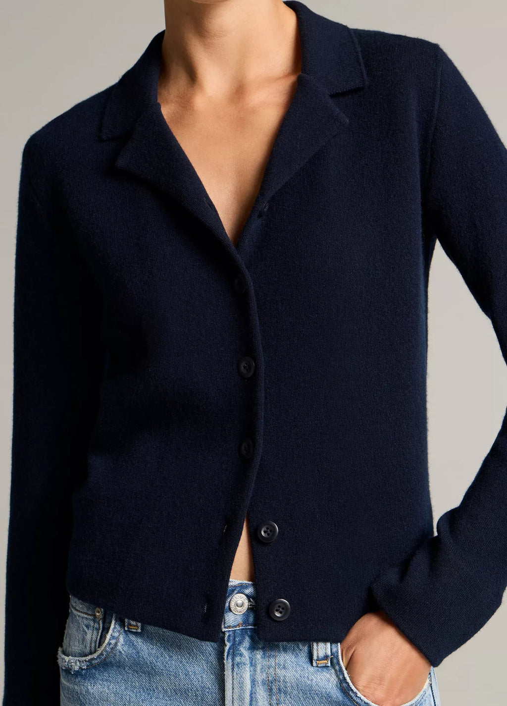 Vince Notch-Collar Double-Face Wool-Blend Cardigan