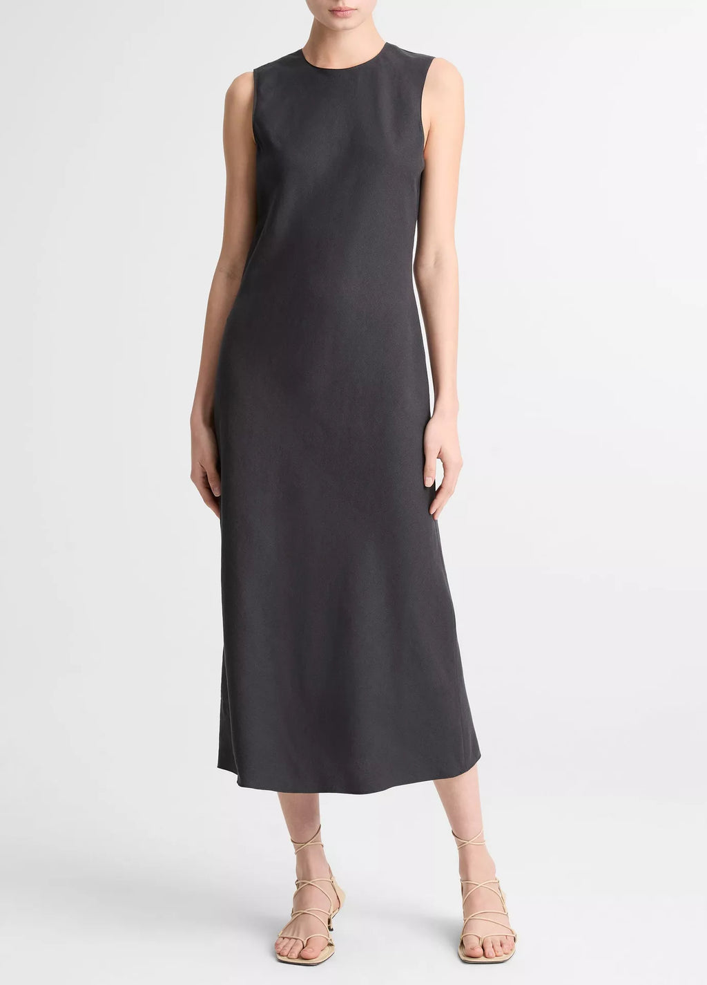 Vince Linen-Blend Bias-Cut Dress