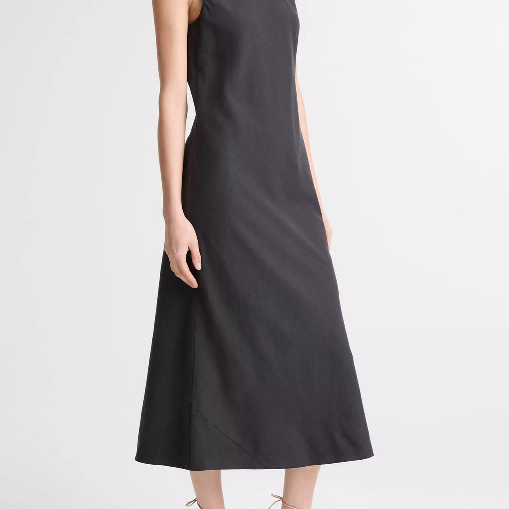 Vince Linen-Blend Bias-Cut Dress