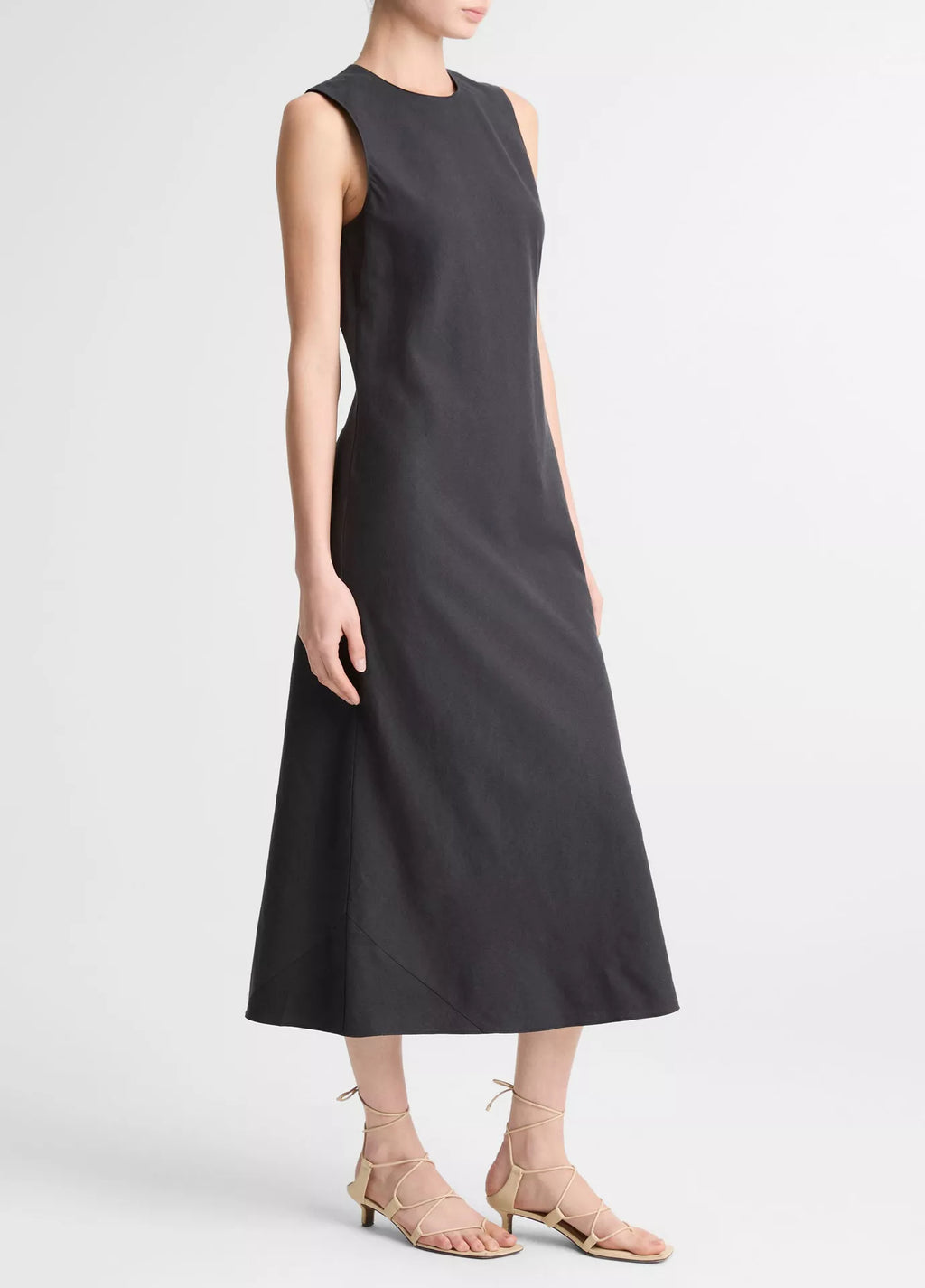 Vince Linen-Blend Bias-Cut Dress