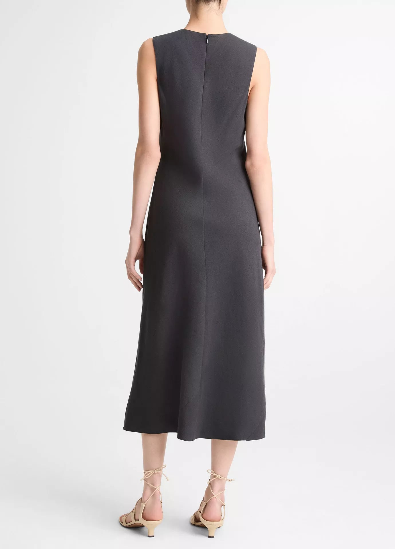 Vince Linen-Blend Bias-Cut Dress