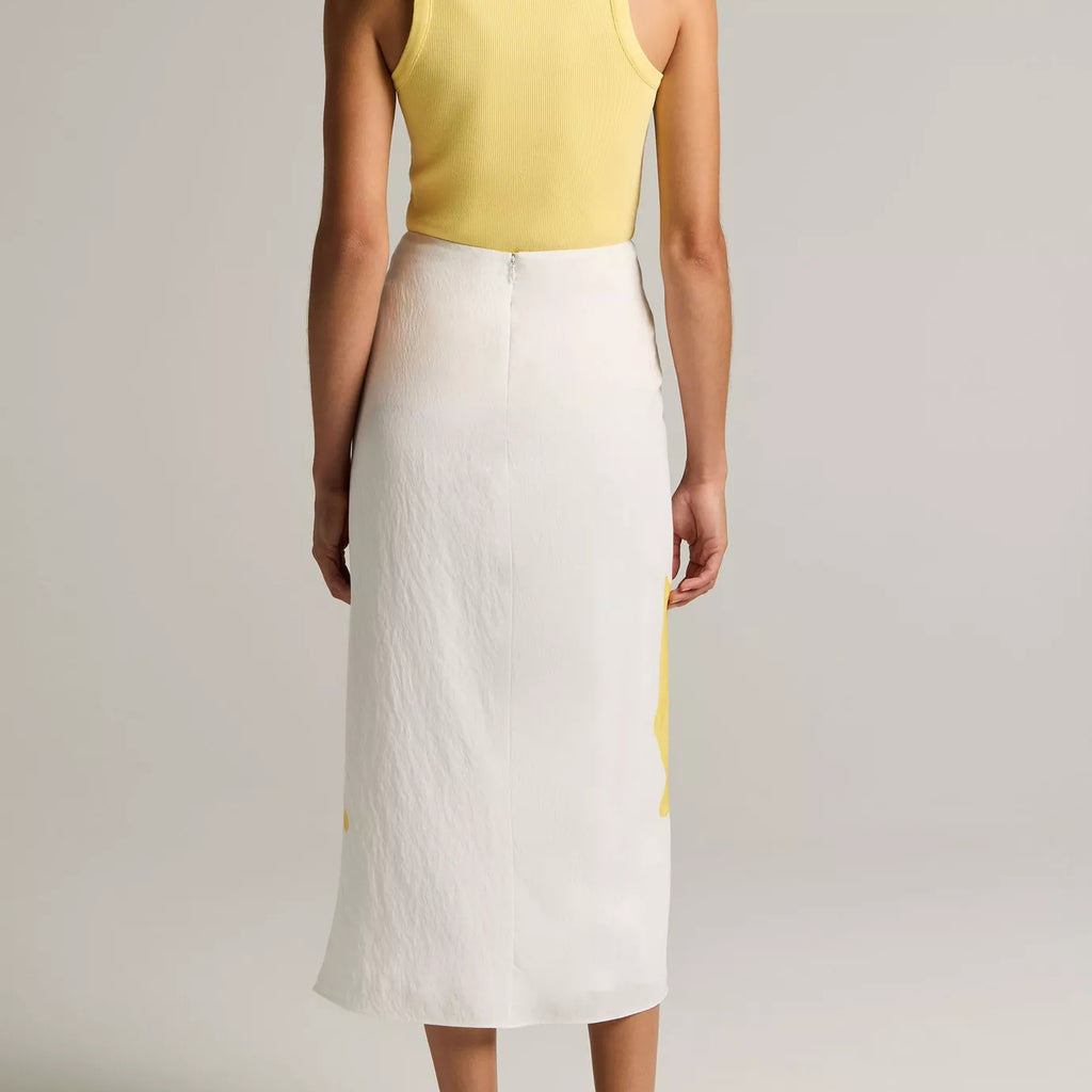 Vince Painted Abstract Floral Draped Skirt