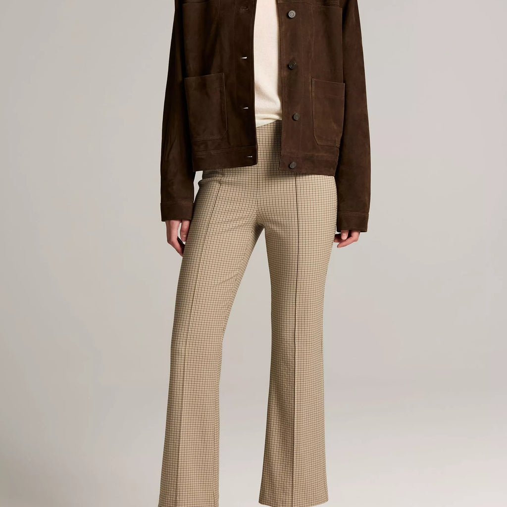 Vince Niki Plaid Mid-Rise Crop Flare Pant
