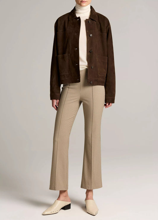 Vince Niki Plaid Mid-Rise Crop Flare Pant