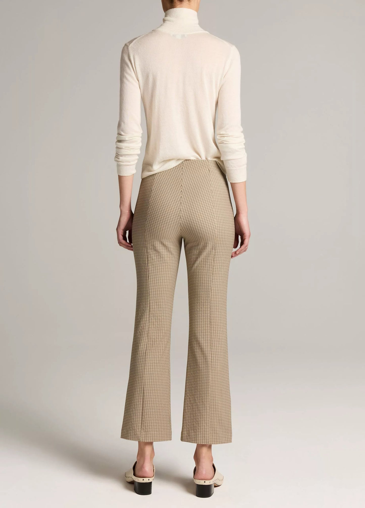 Vince Niki Plaid Mid-Rise Crop Flare Pant