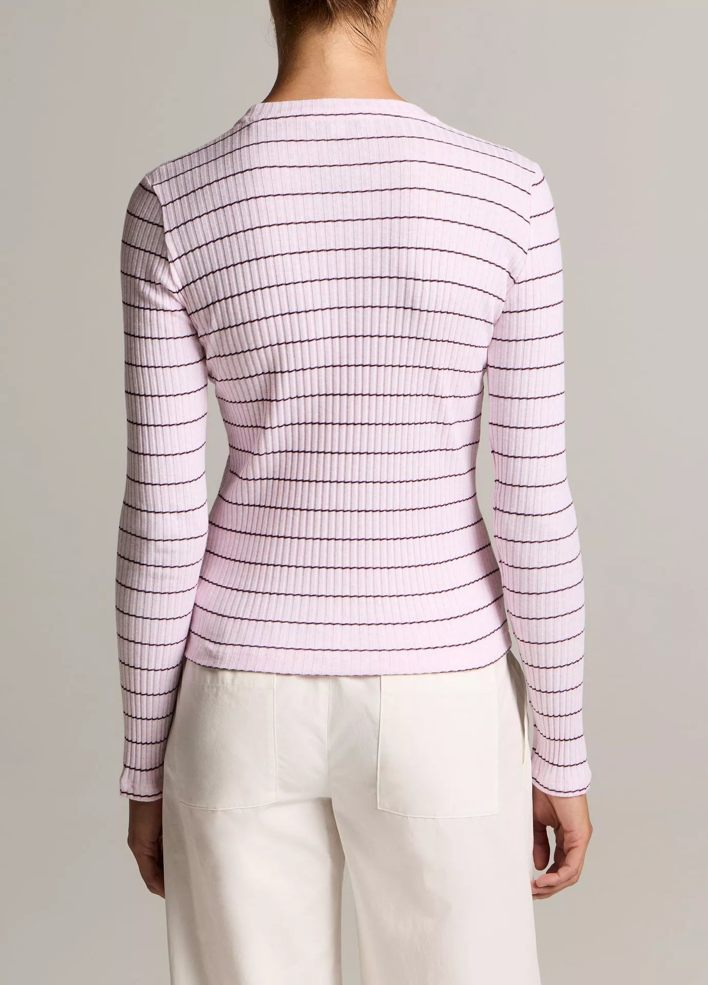 Vince Striped Ribbed Cotton Long-Sleeve T-Shirt