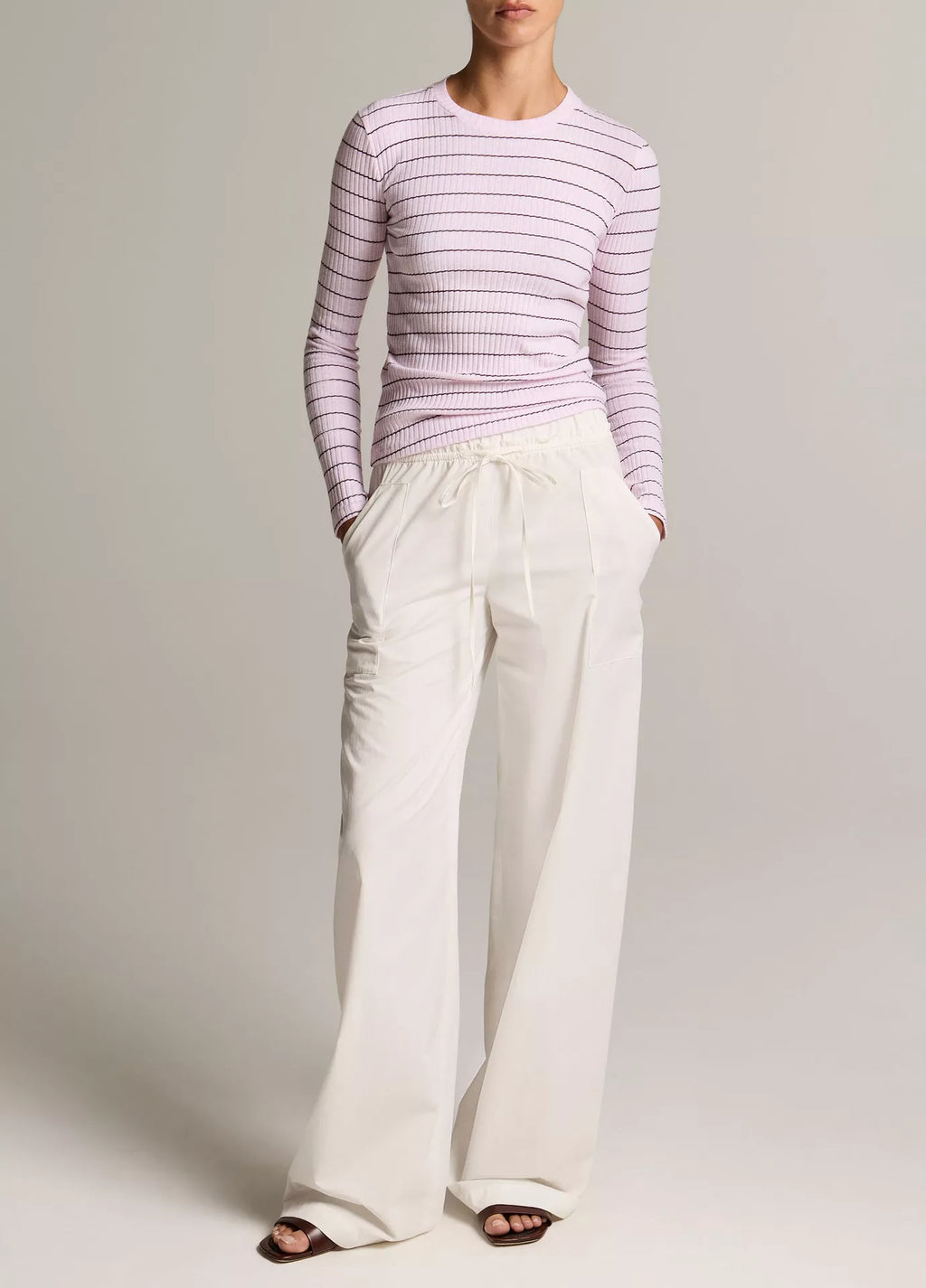 Vince Striped Ribbed Cotton Long-Sleeve T-Shirt