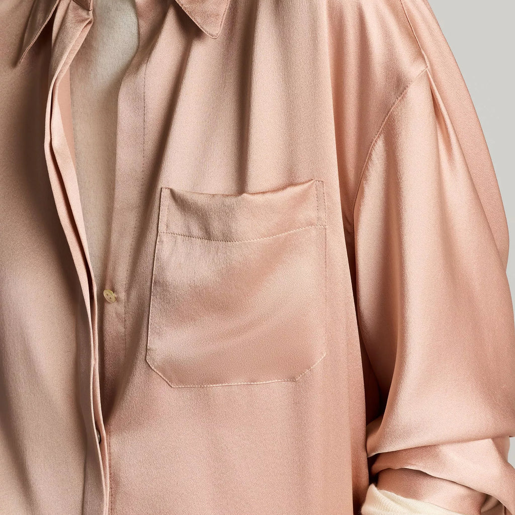Vince Silk Satin Dolman-Sleeve Button-Front Shirt