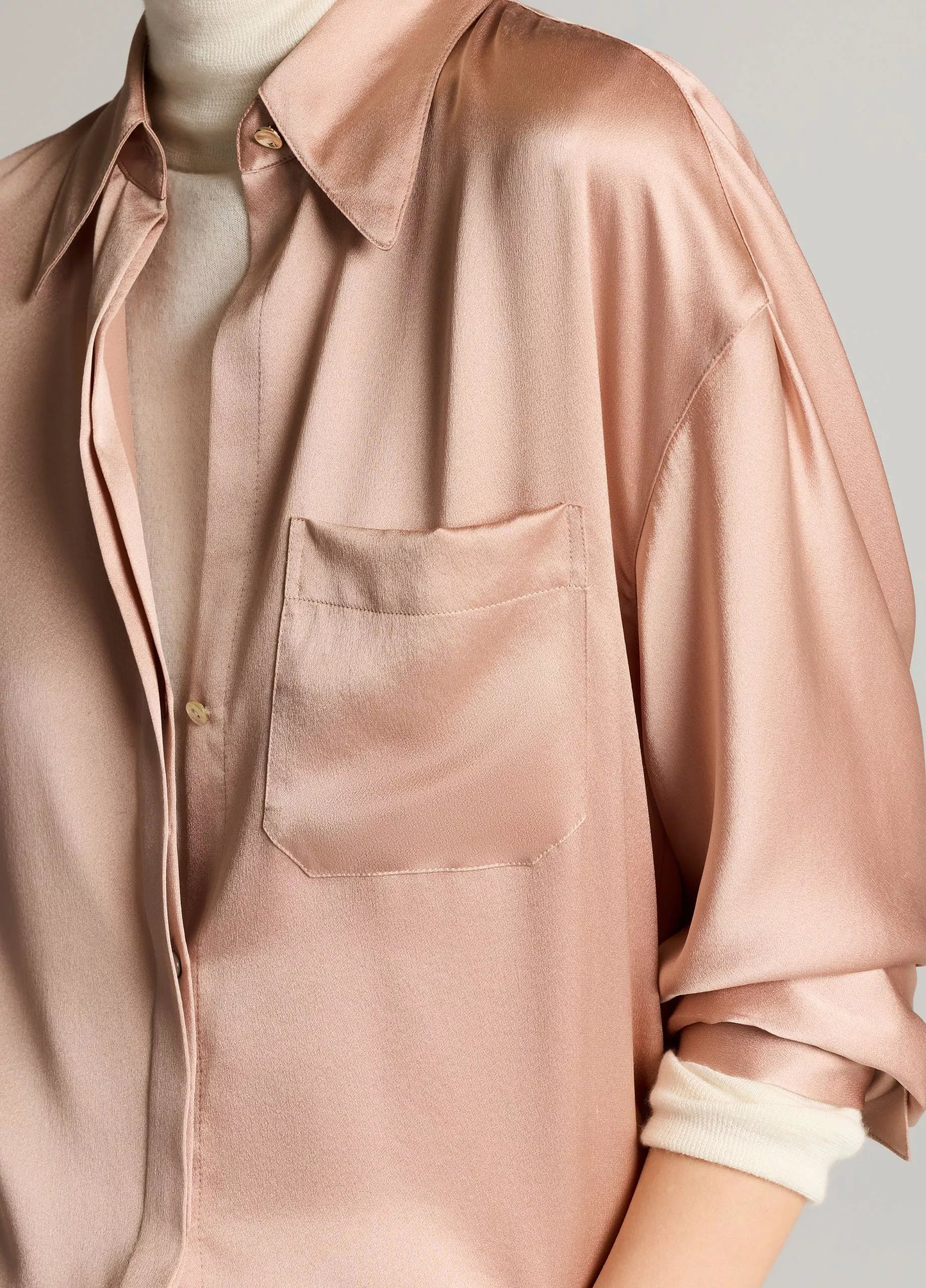 Vince Silk Satin Dolman-Sleeve Button-Front Shirt