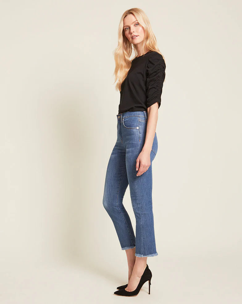 Veronica Beard Waldorf Ruched-Sleeve Tee