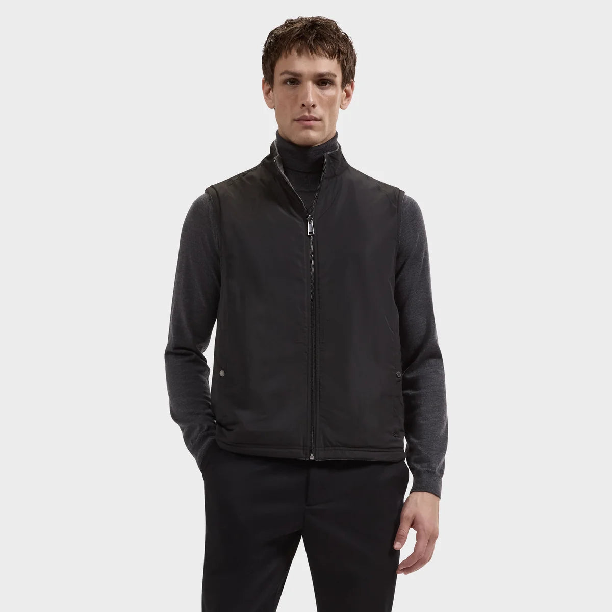 Bugatchi Reversible Micro Stripe Zip Knit Vest