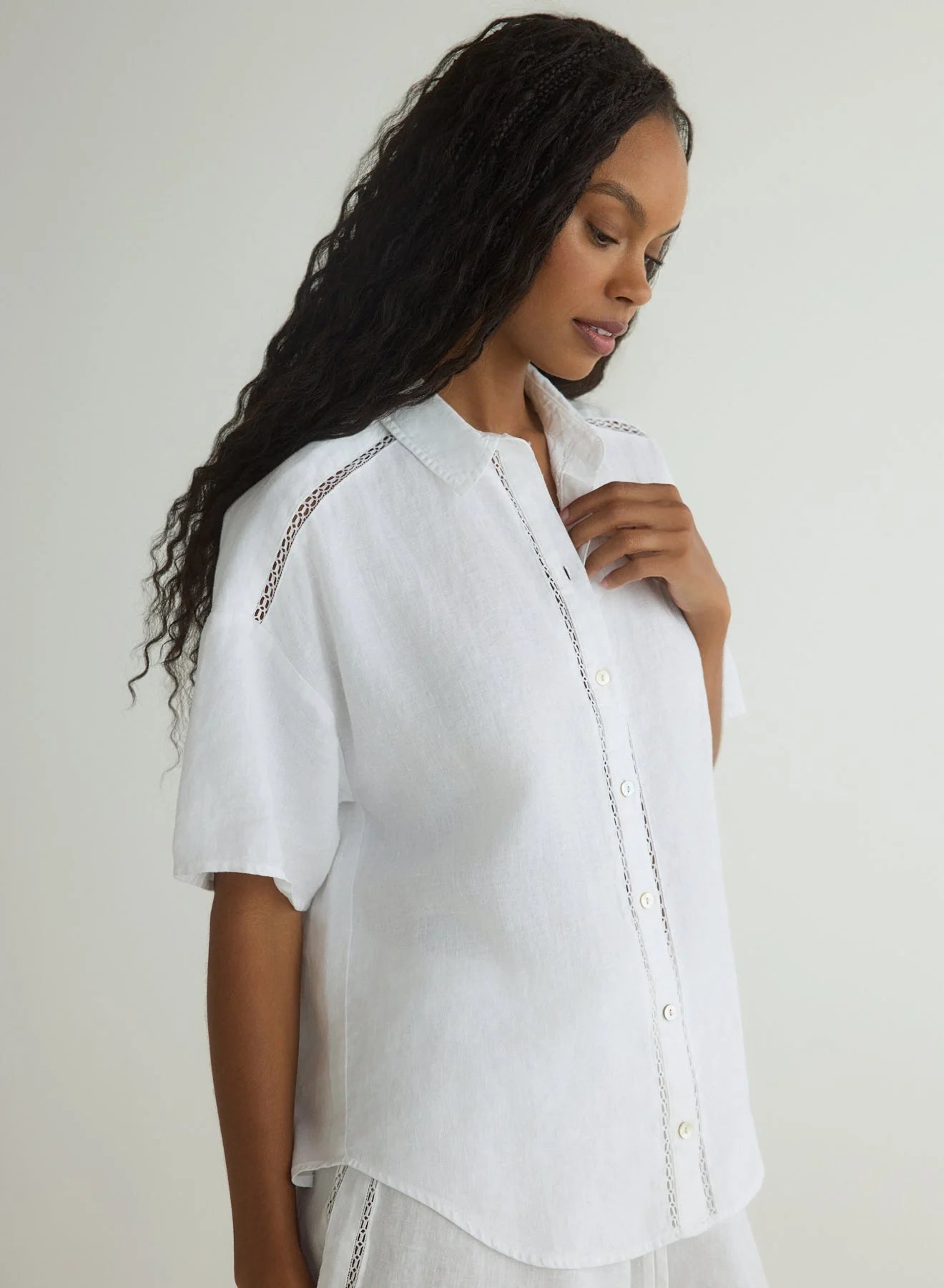 Bella Dahl Lace Trim Button Down