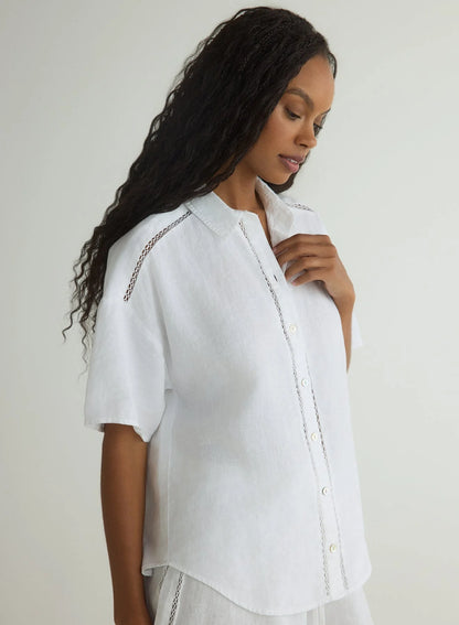 Bella Dahl Lace Trim Button Down