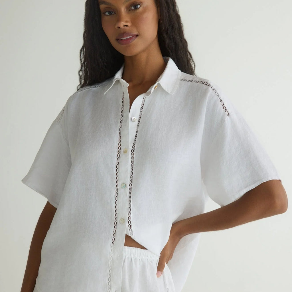 Bella Dahl Lace Trim Button Down