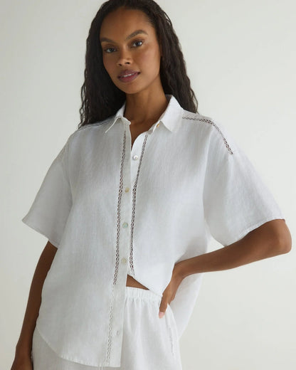Bella Dahl Lace Trim Button Down