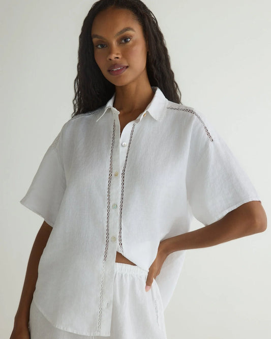 Bella Dahl Lace Trim Button Down