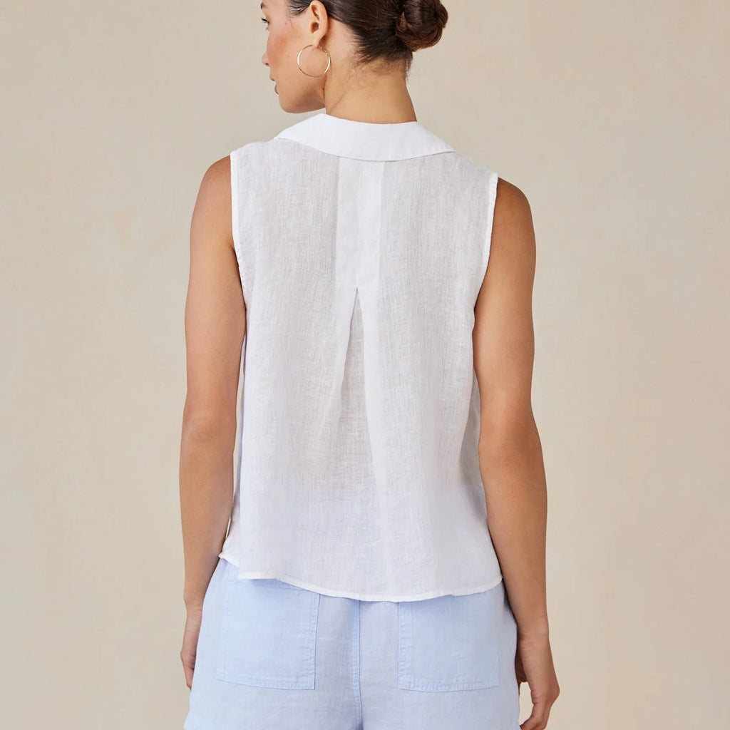 Bella Dahl Linen Sleeveless Notch Collar Button Down