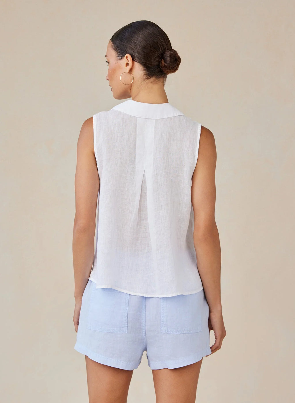 Bella Dahl Linen Sleeveless Notch Collar Button Down
