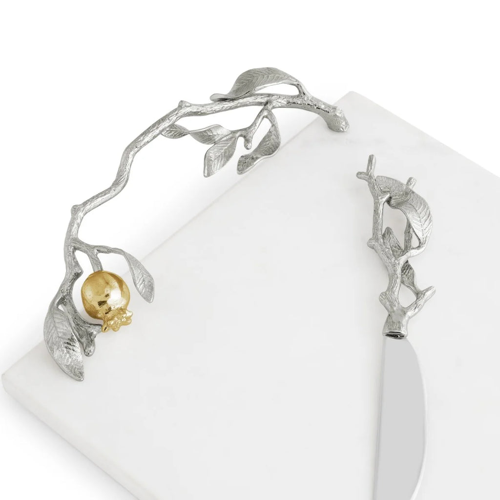 Michael Aram Pomegranate Silver & Gold Cheese Board & Spreader