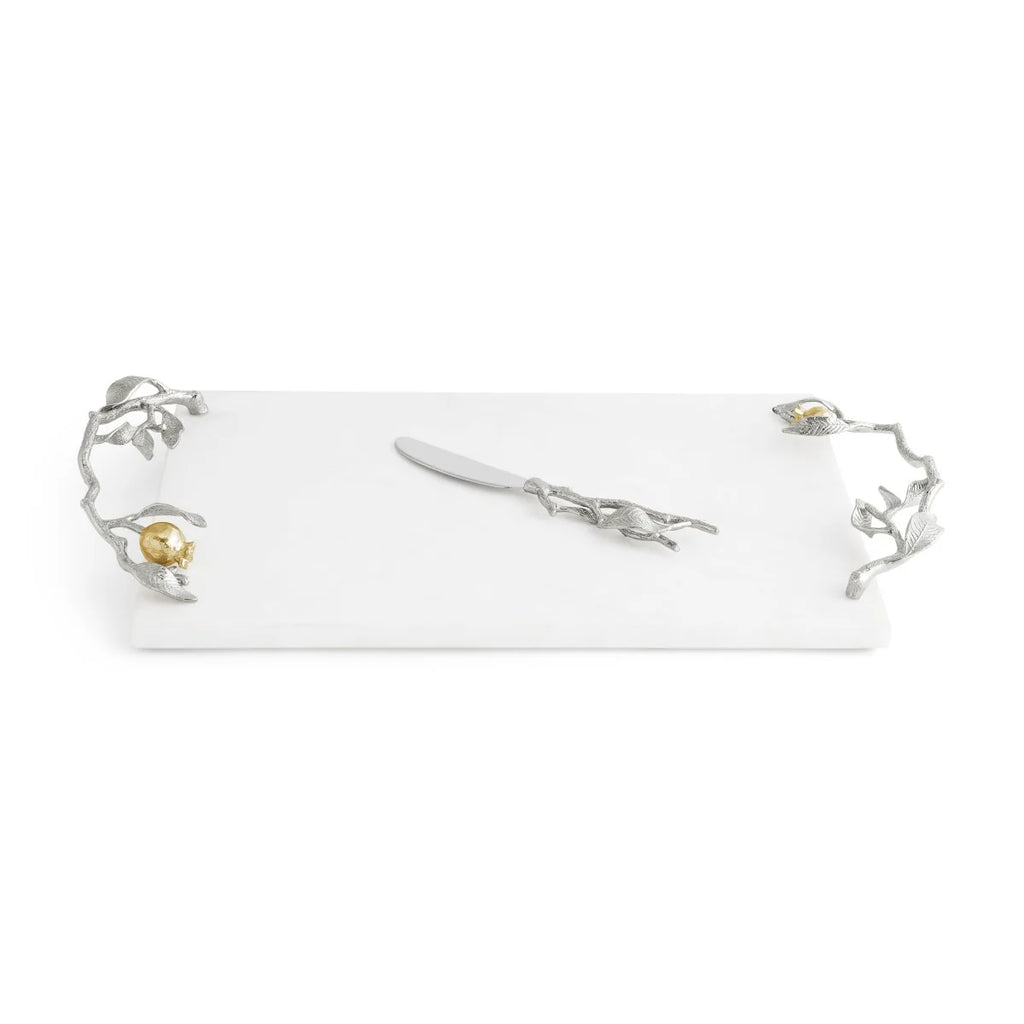 Michael Aram Pomegranate Silver & Gold Cheese Board & Spreader