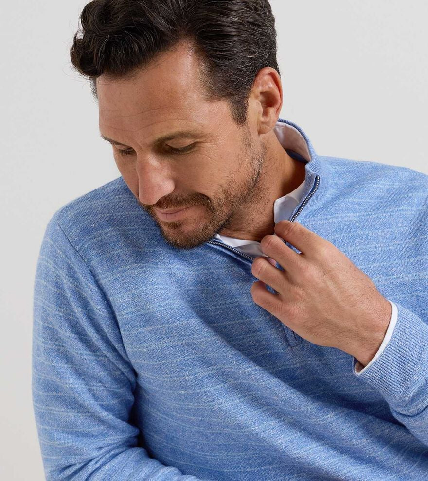 Peter Millar Saratoga Striped Quarter-Zip Sweater