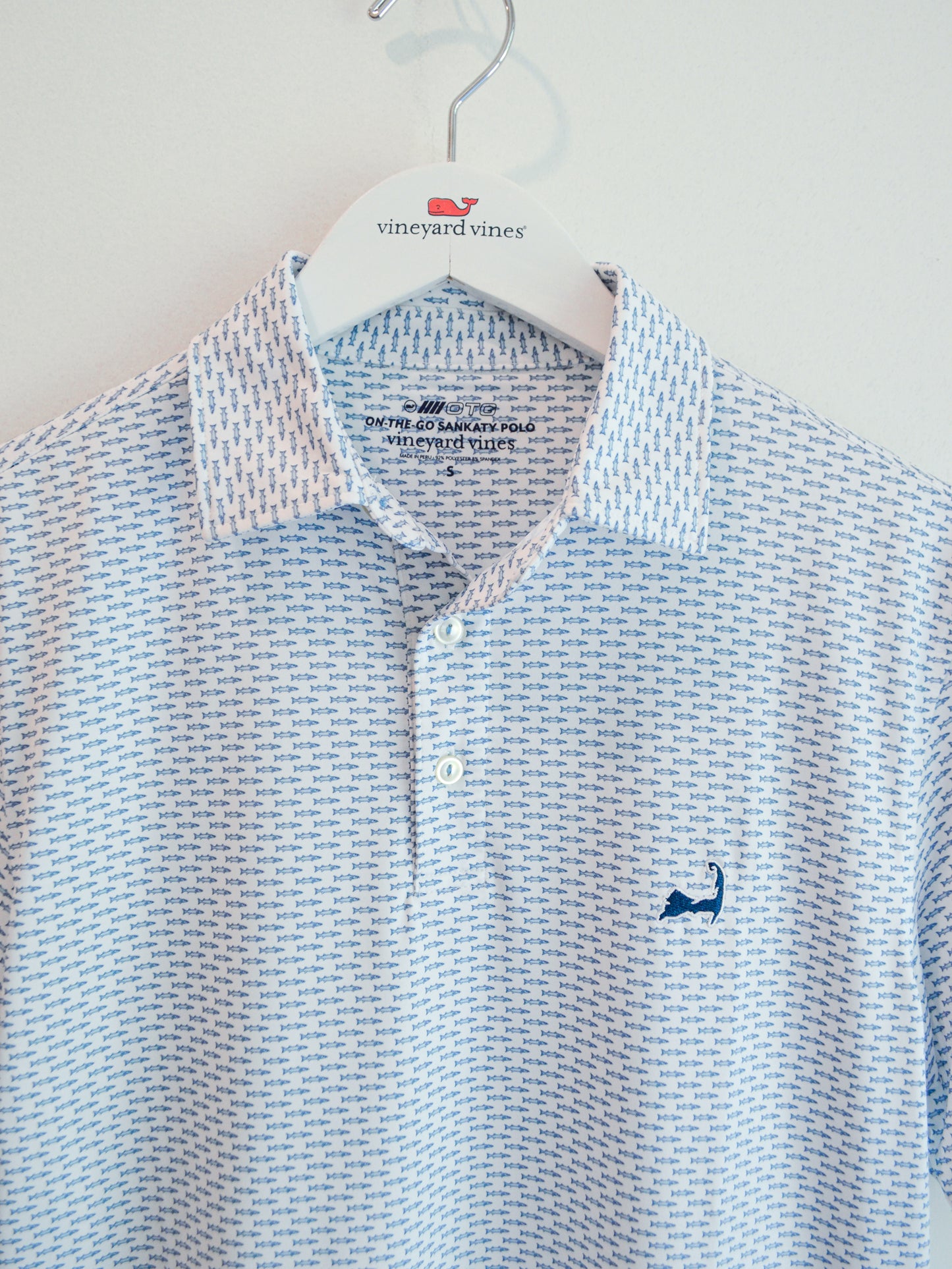 Vineyard Vines Cape Cod Fish Print Sankaty Performance Polo