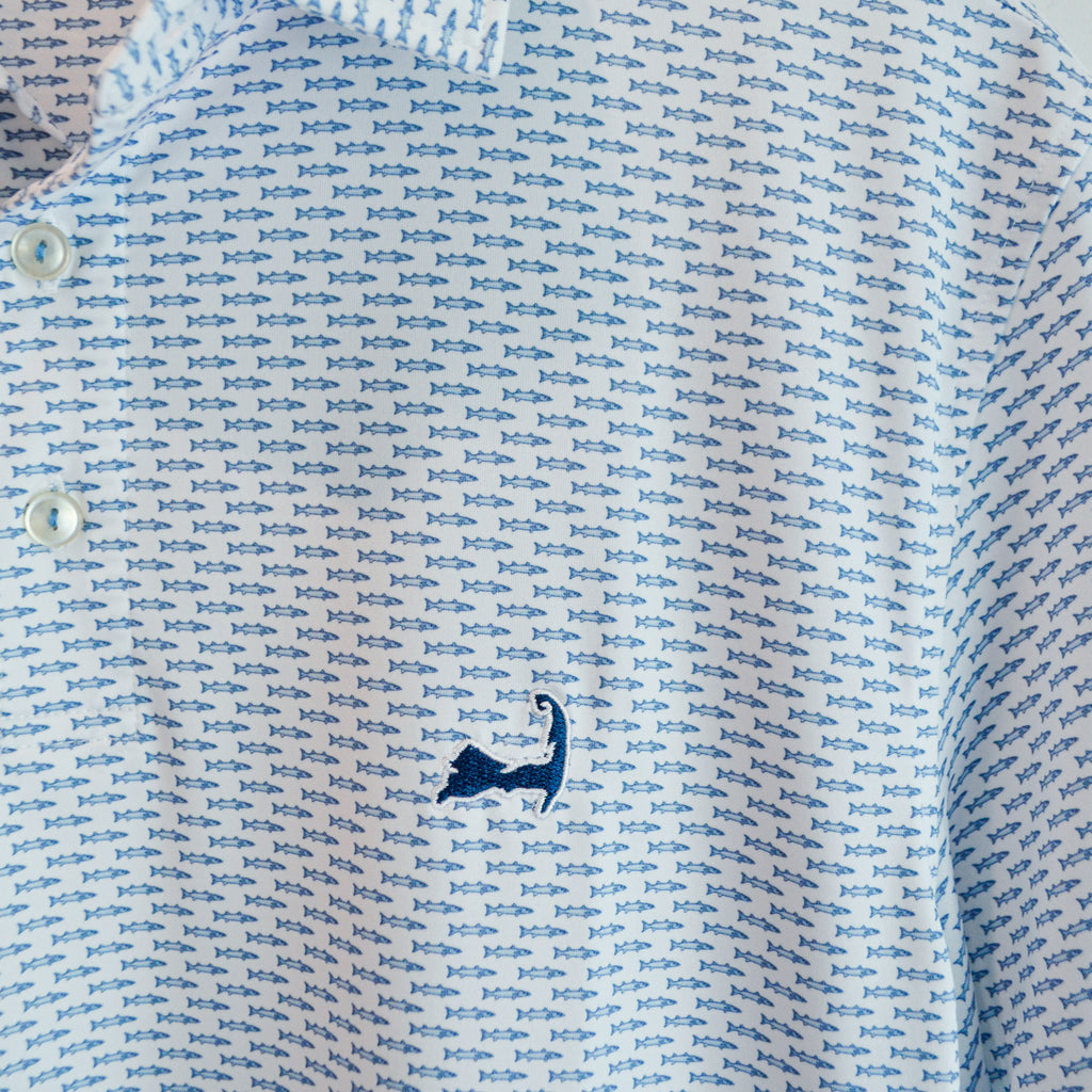 Vineyard Vines Cape Cod Fish Print Sankaty Performance Polo