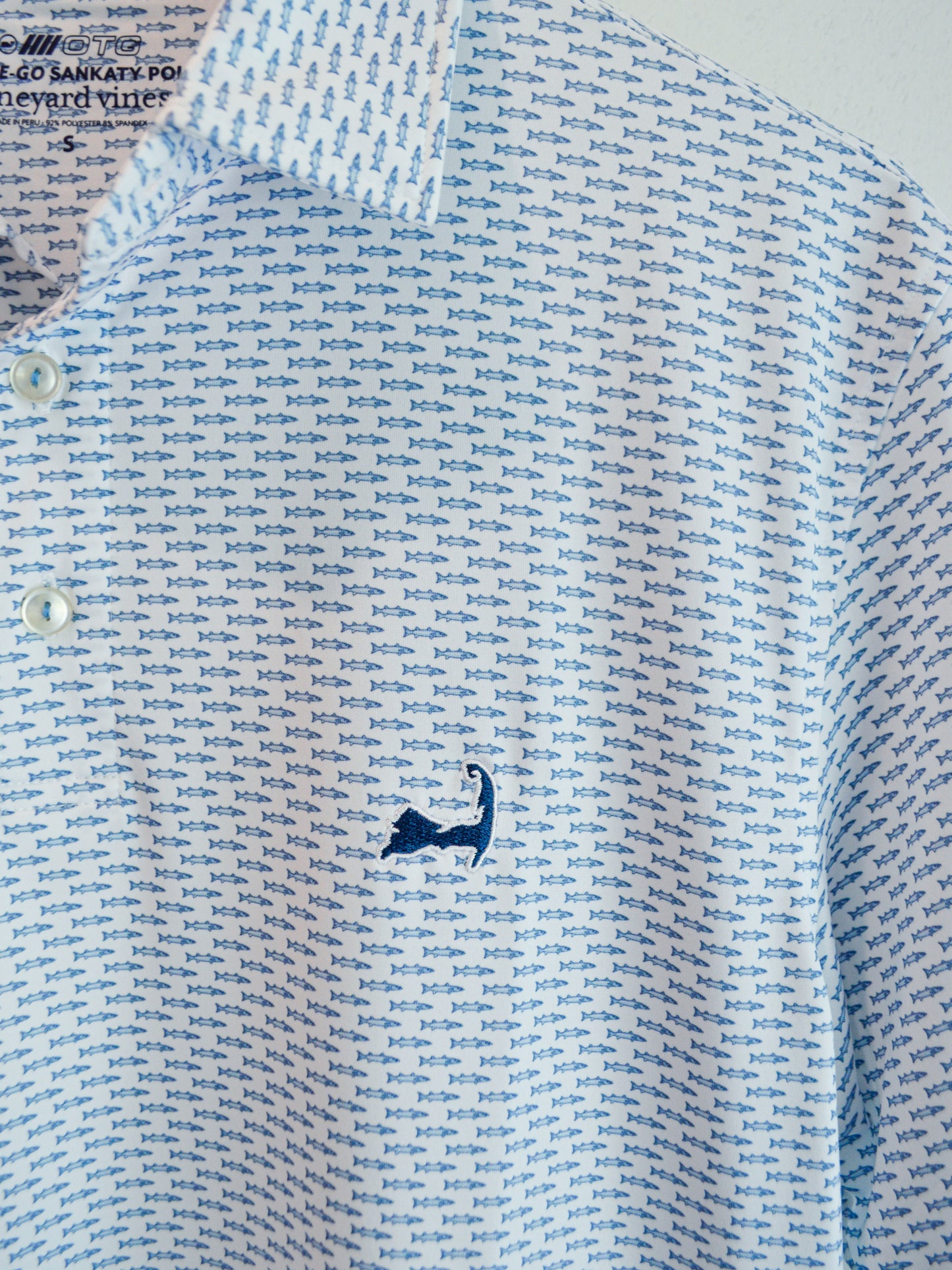 Vineyard Vines Cape Cod Fish Print Sankaty Performance Polo