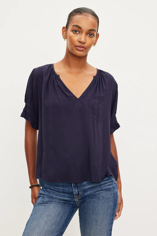 Velvet Calissa Split Neck Blouse