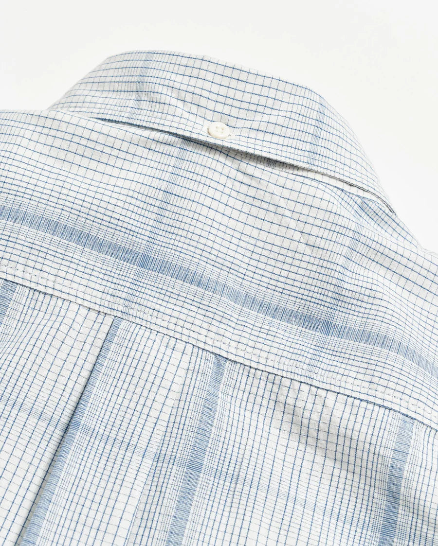 Billy Reid Short Sleeve Line Plaid Tuscumbia Shirt Button Down