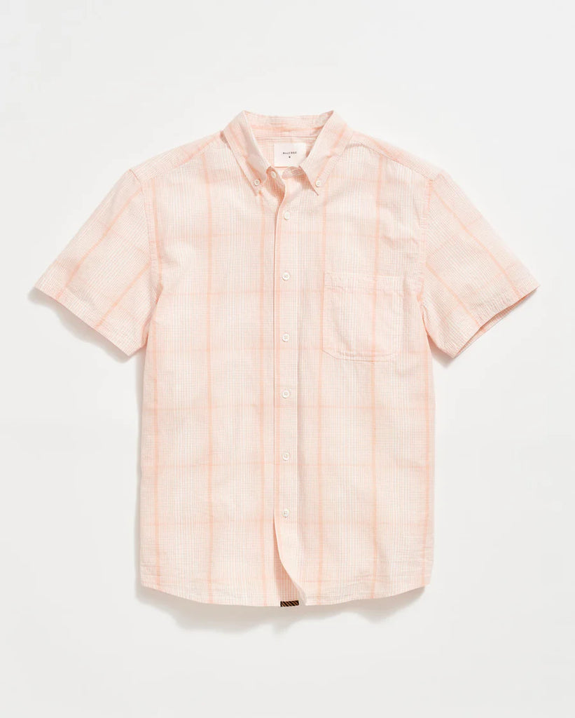 Billy Reid Short Sleeve Line Plaid Tuscumbia Shirt Button Down