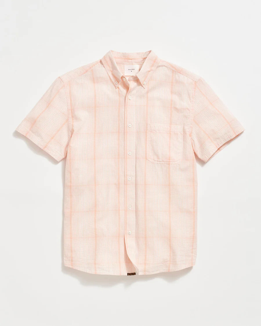 Billy Reid Short Sleeve Line Plaid Tuscumbia Shirt Button Down