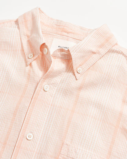 Billy Reid Short Sleeve Line Plaid Tuscumbia Shirt Button Down
