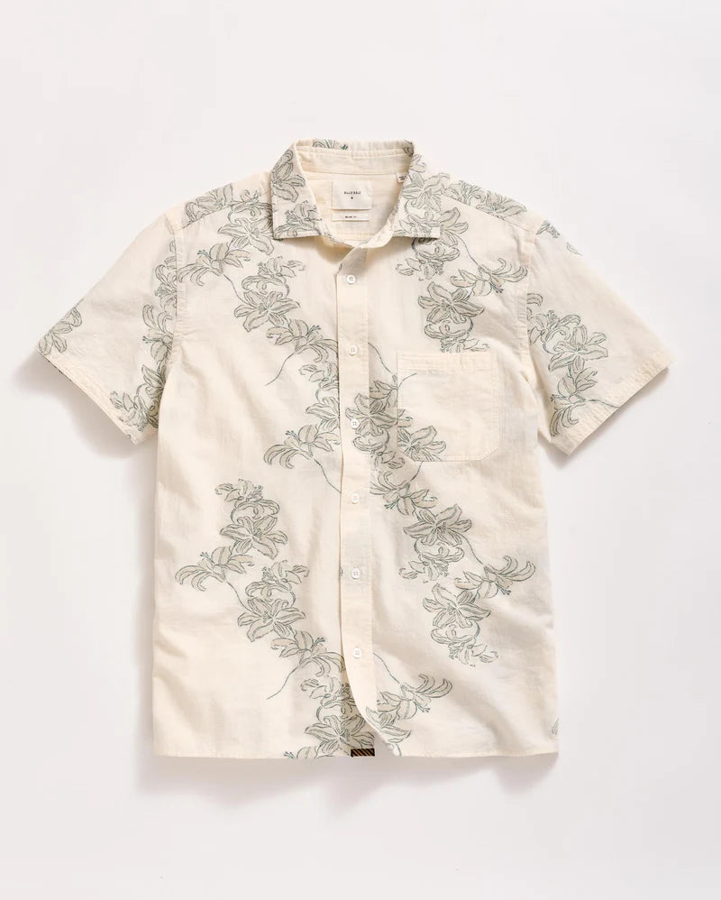 Billy Reid Short Sleeve Watercolor Lily Jacquard Treme Shirt